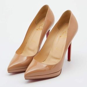 Christian Louboutin Patent Platform Pump Nude Size 35.5